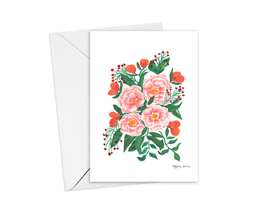 Bountiful Peonies and Clementines Stationery Cards