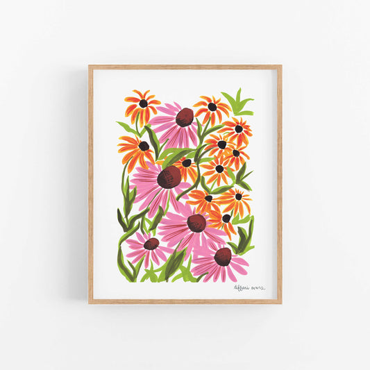 Bountiful Coneflowers and Susie Q's Art Print