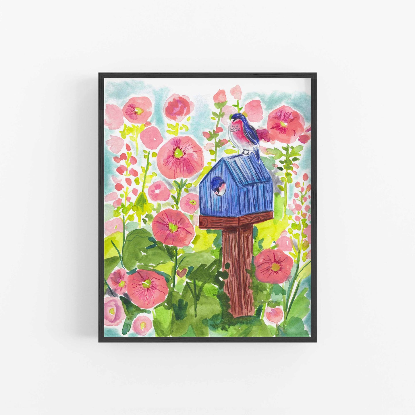 Bluebirds on House Art Print