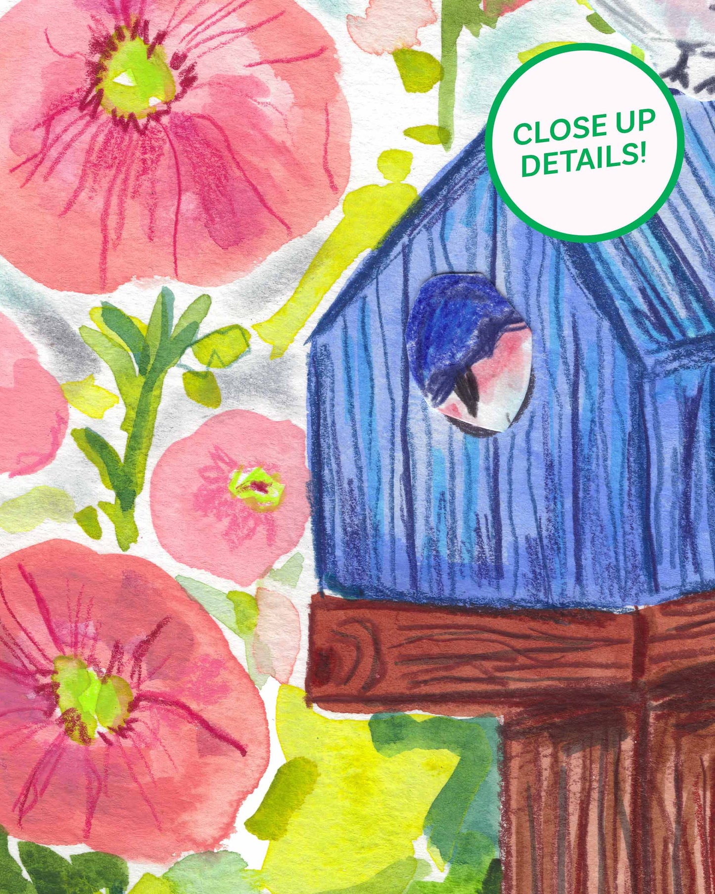 Bluebirds on House Art Print