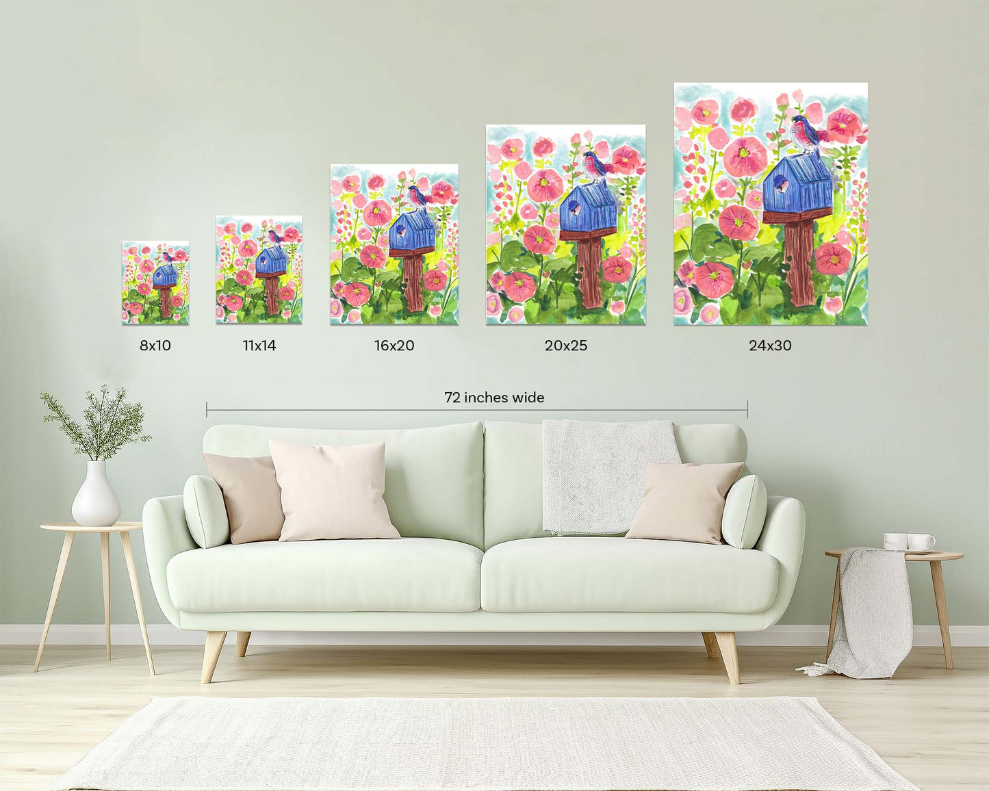 Bluebirds on House Art Print