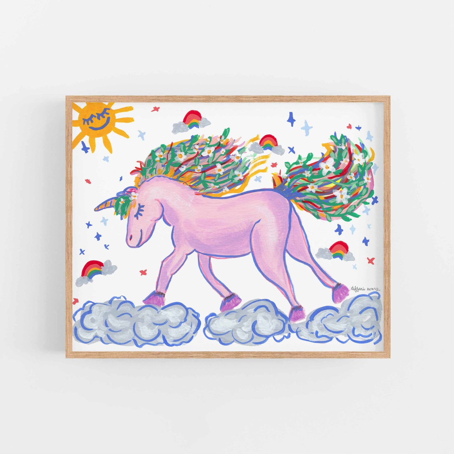 Princess Rainbow Unicorn Art Print