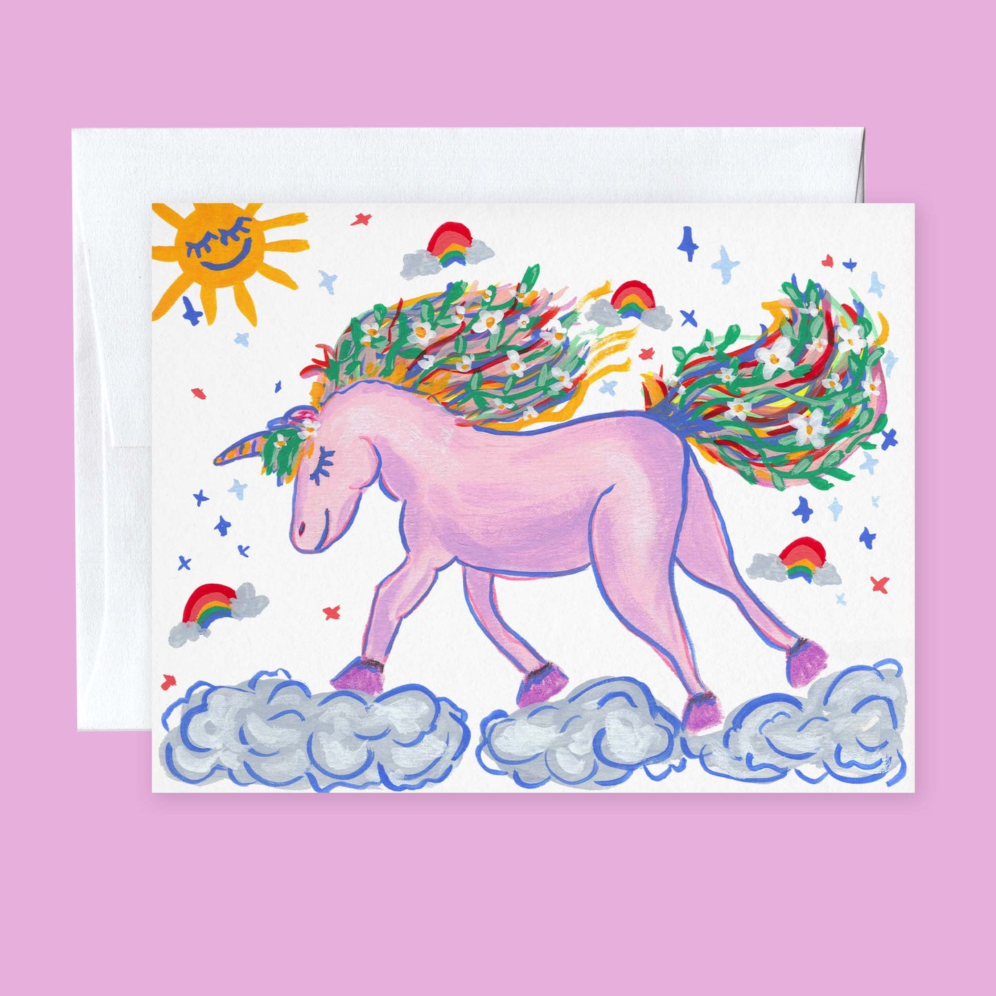 Princess Rainbow Unicorn Note Cards