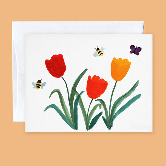 Tulips and Bees Note Cards