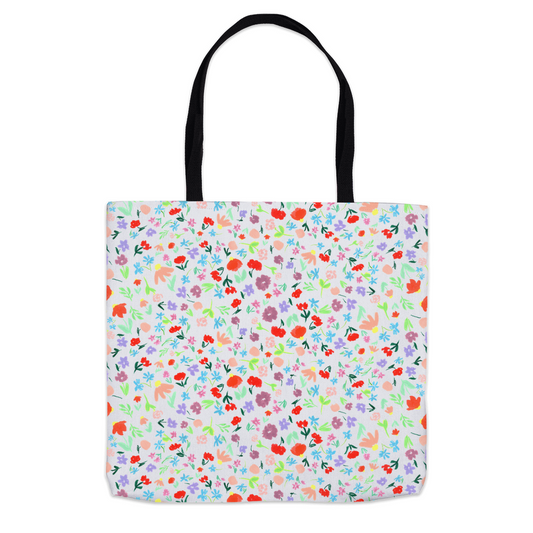 Ditsy Flower Dance on White Tote Bag