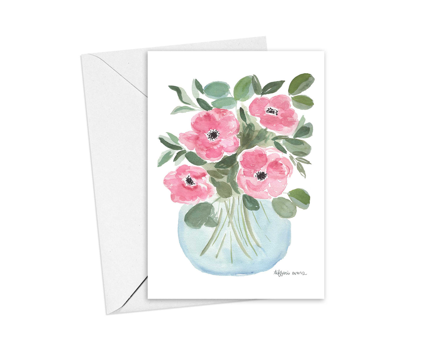 Pink Anemones Note Cards
