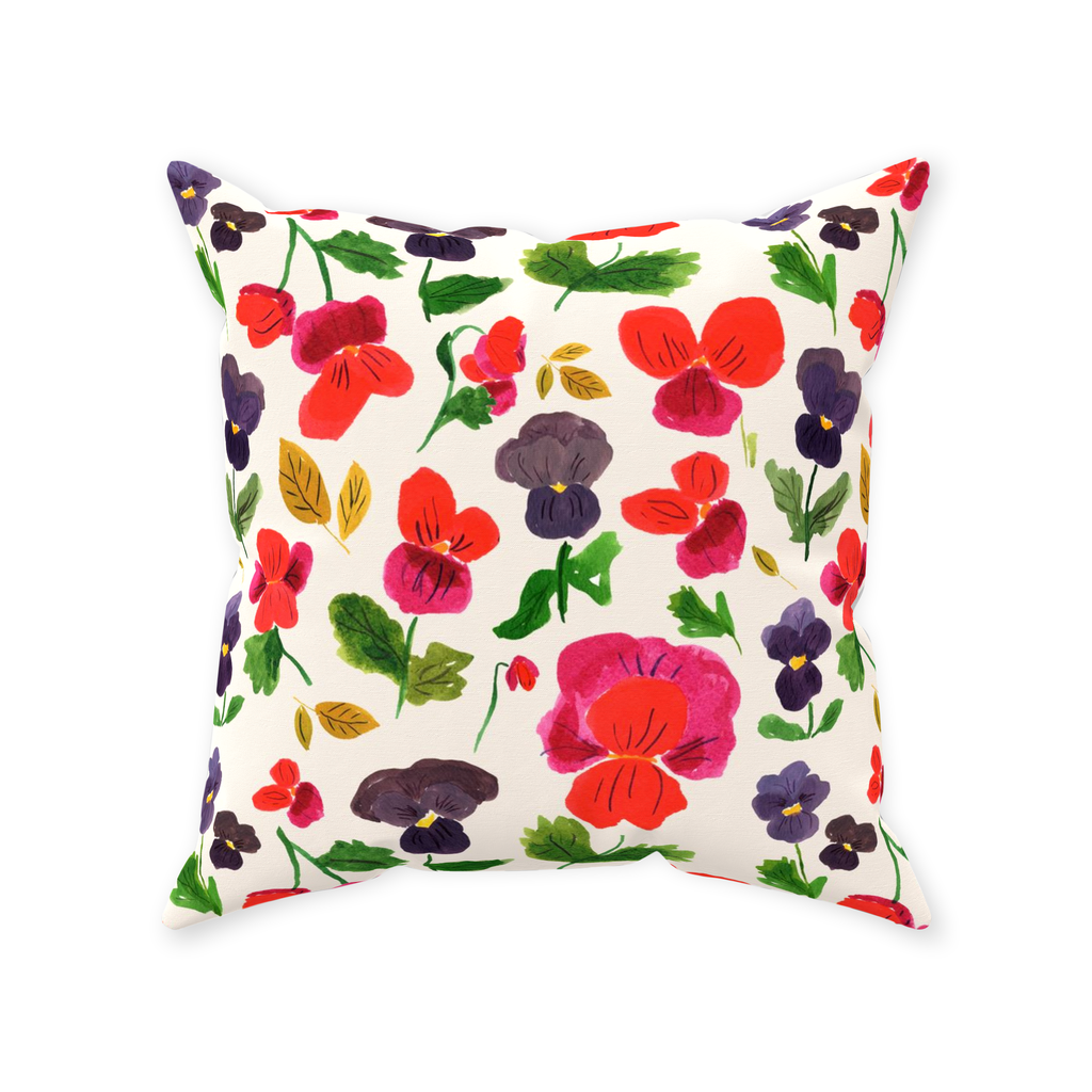 Dancing Pansies Throw Pillow