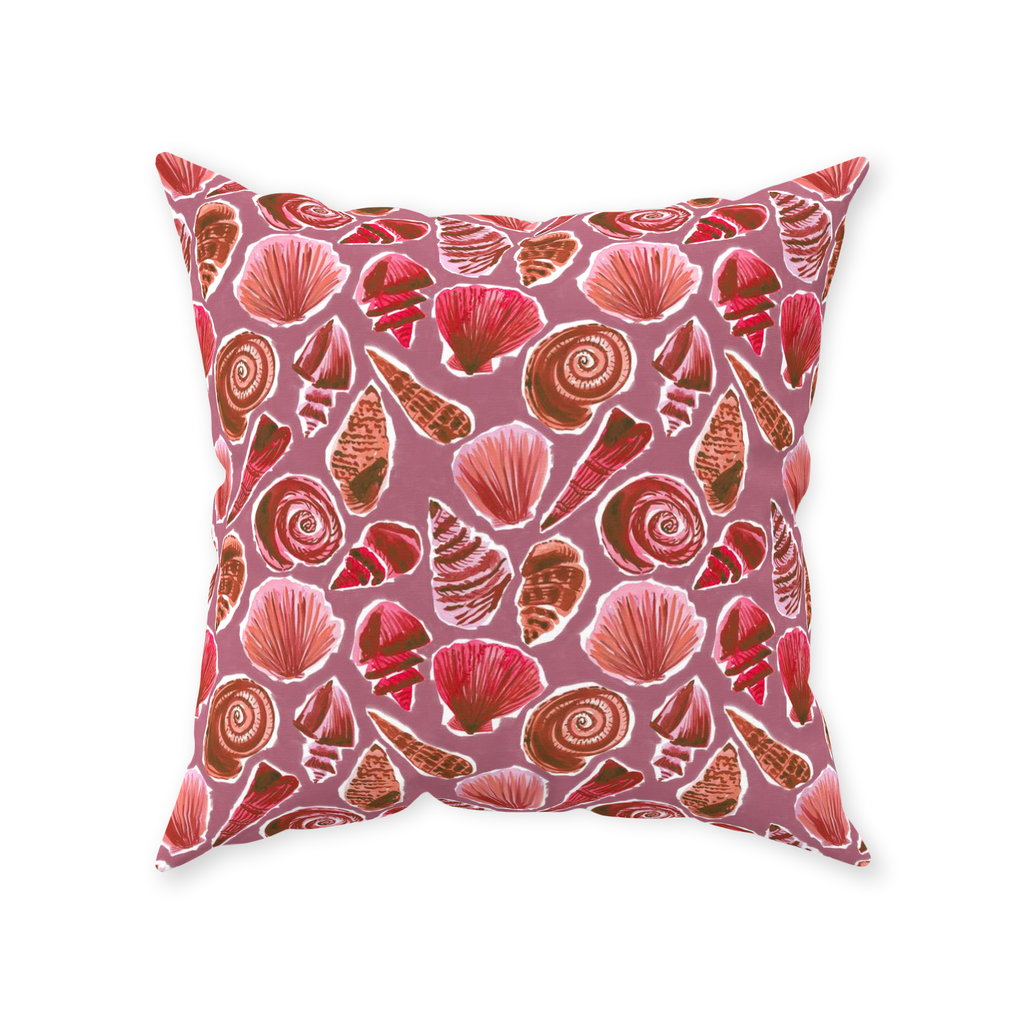 She Sells Seashells in Coral Throw Pillow