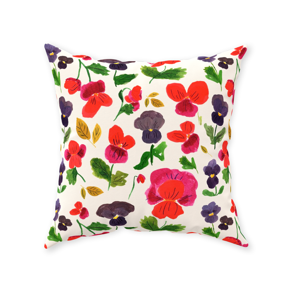Dancing Pansies Throw Pillow