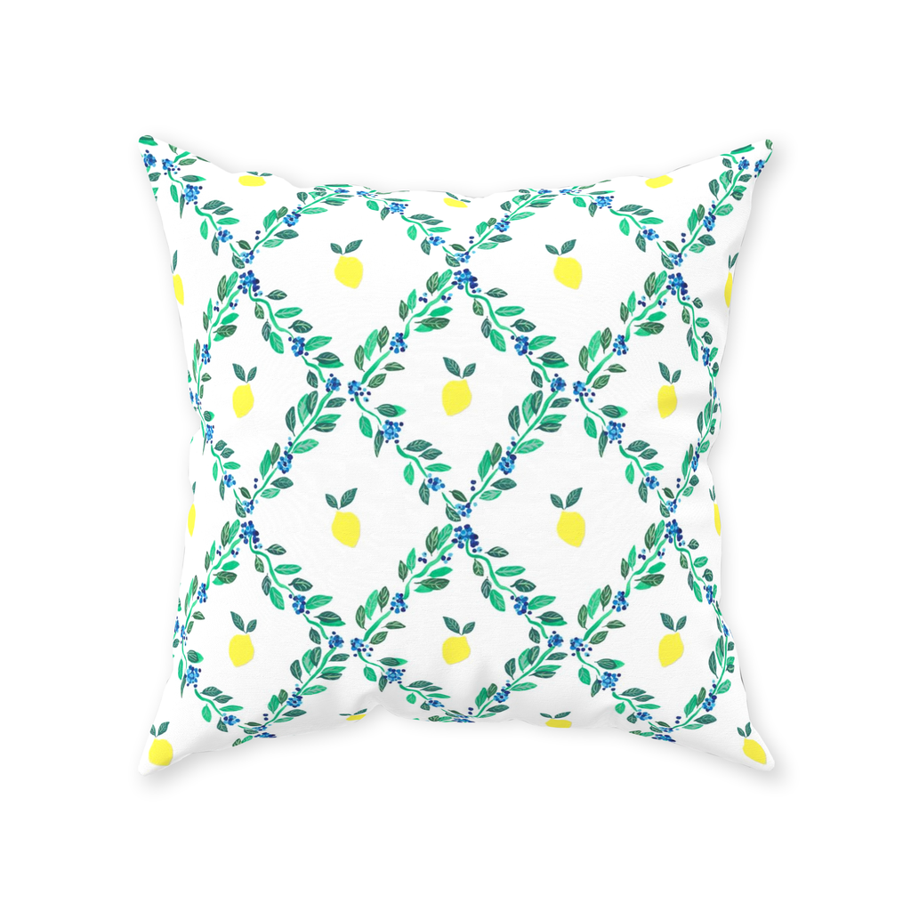 Lemon Trellis Throw Pillow