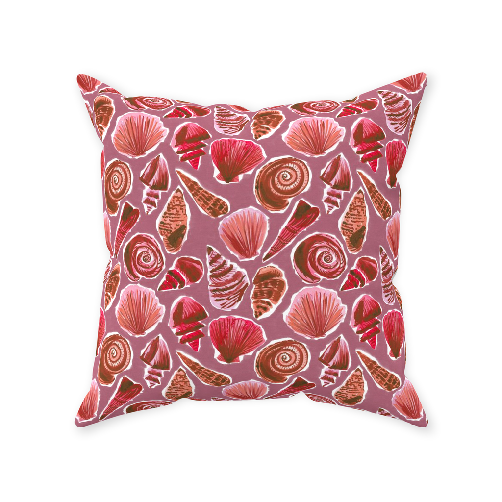 She Sells Seashells in Coral Throw Pillow