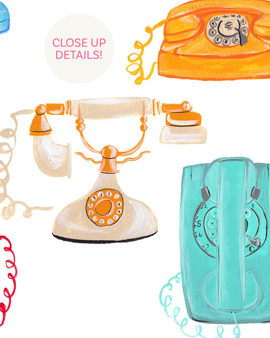 Vintage Phones Art Print