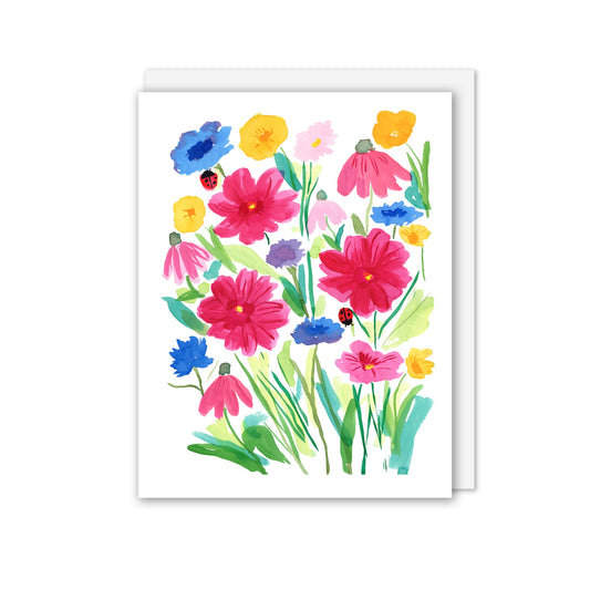 Flowers and Ladybugs Greeting Card