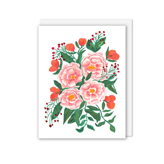 Peonies and Clementines Greeting Card