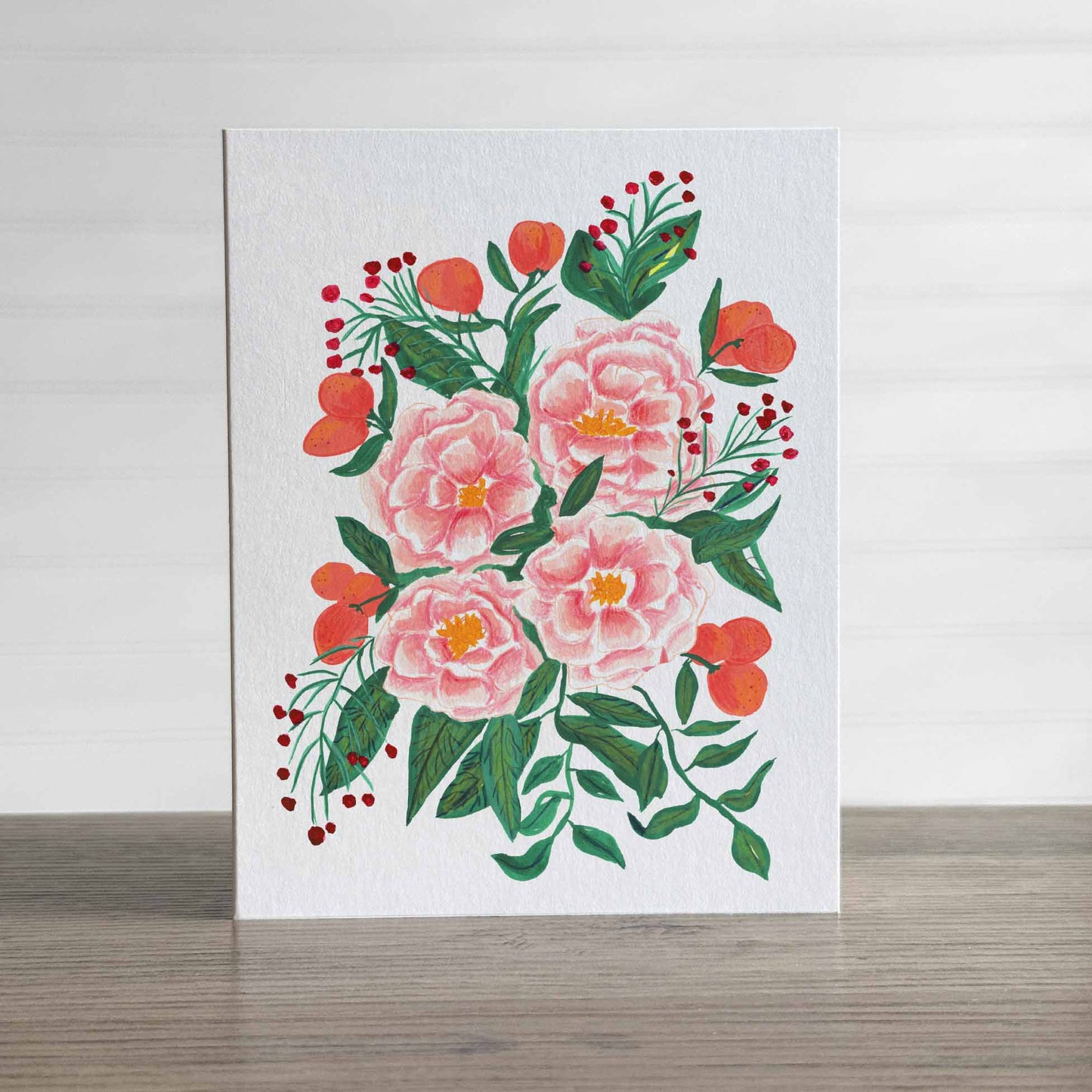 Peonies and Clementines Greeting Card