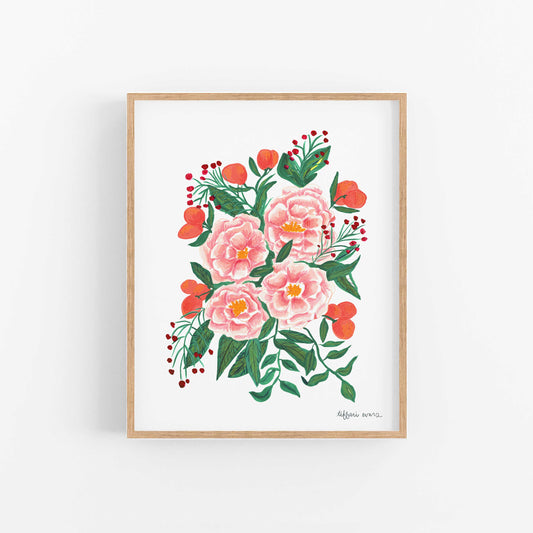 Bountiful Peonies and Clementines Art Print