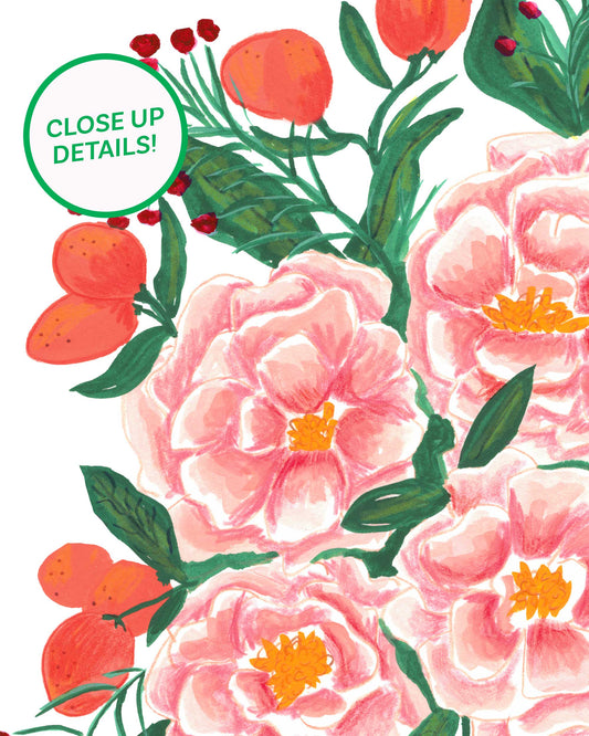Bountiful Peonies and Clementines Art Print