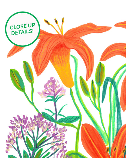 Bountiful Summer Lilies Bouquet Art Print