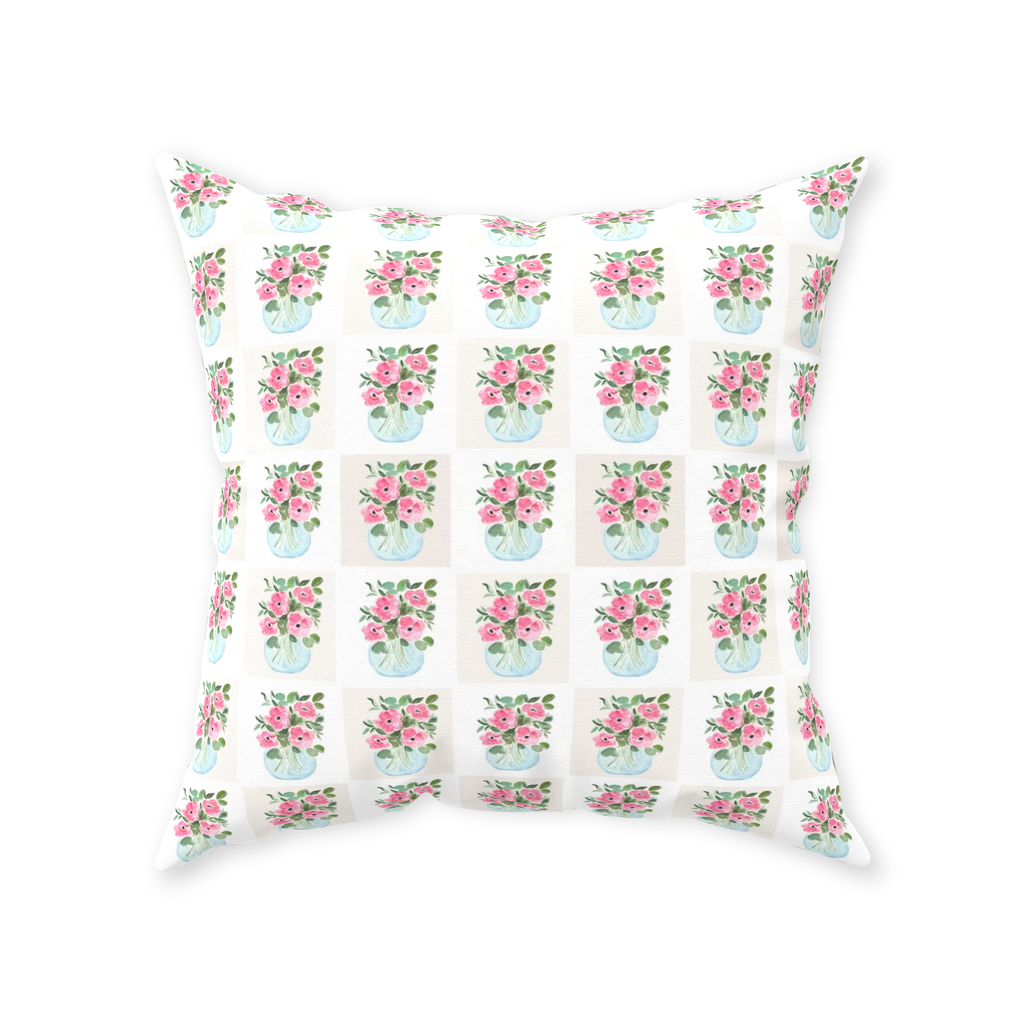 Pink Anemones Throw Pillow