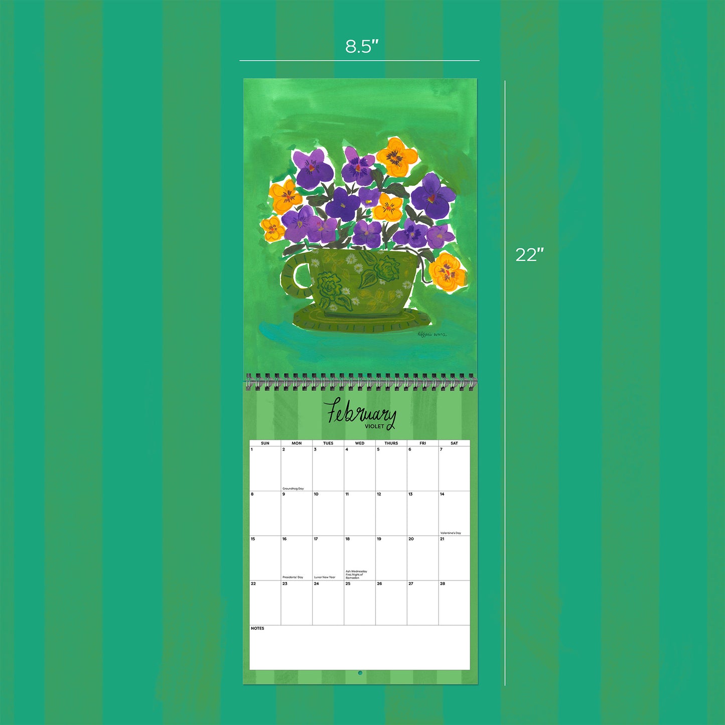 2026 Birth Month Flowers Wall Calendar with Framable 8x10 Art