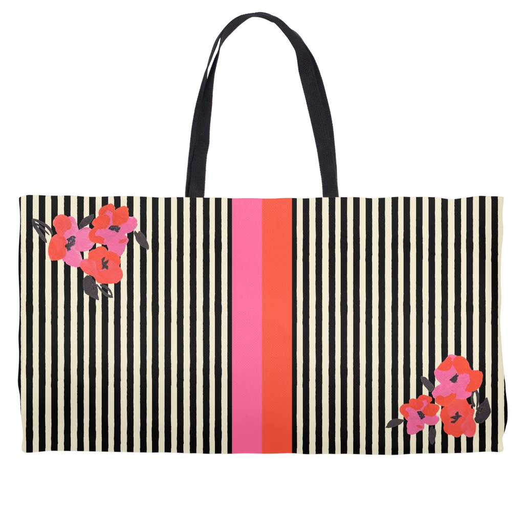 Sunset Flowers and Stripes Weekender Totes