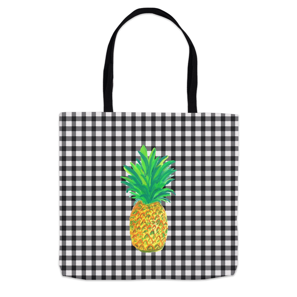 Black and White Gingham and Pineapple Tote Bag