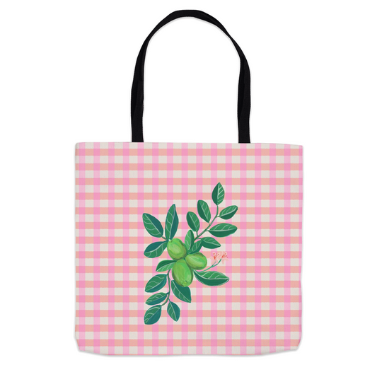 Lime on Pink Gingham Tote Bag