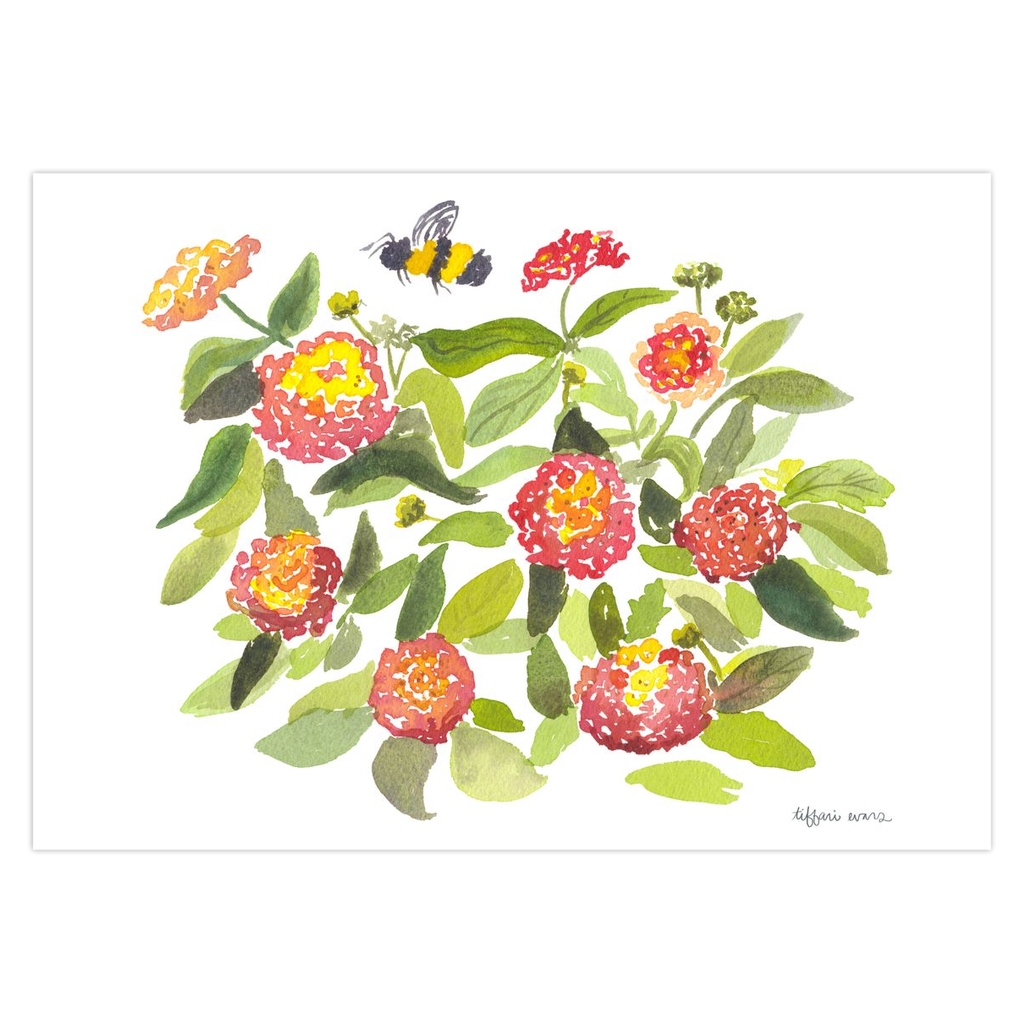 Lantana & Bumble Bees Stationery Cards