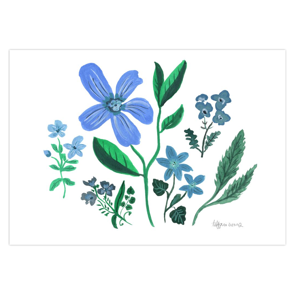 Blue Vintage Flowers Stationery Cards