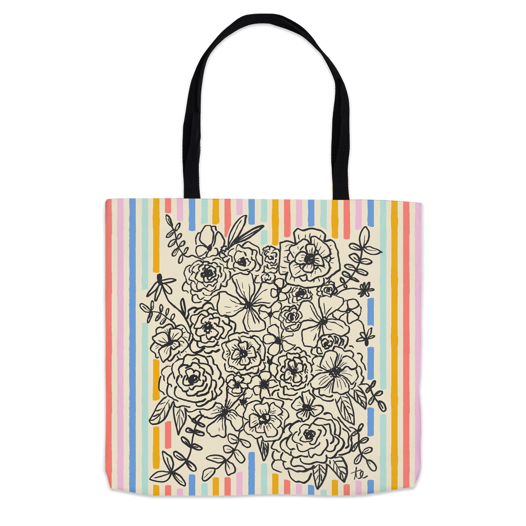 Hello Sunshine Stripes and Flowers Tote Bag