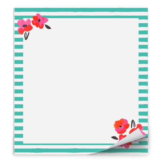 Stripes and Flowers Square Notepad, 5.5x6"