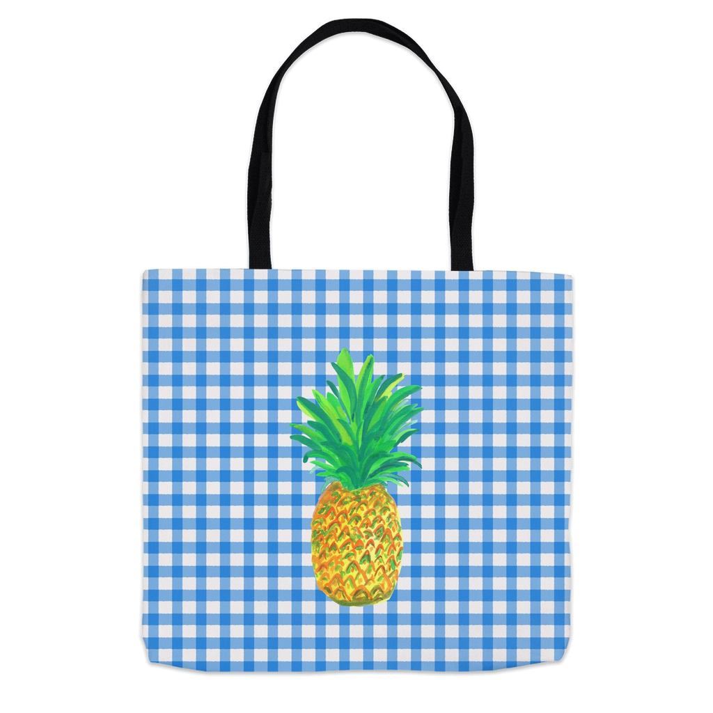 Blue Gingham and Pineapple Tote Bag