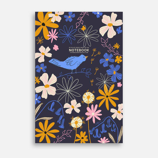 Singin' Little Blue Bird - Saddle Stitch Notebook