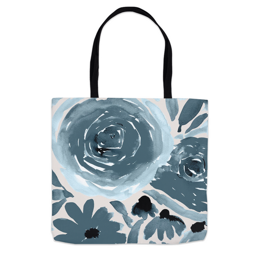 Whimsical Blue Grey Flowers Tote Bag