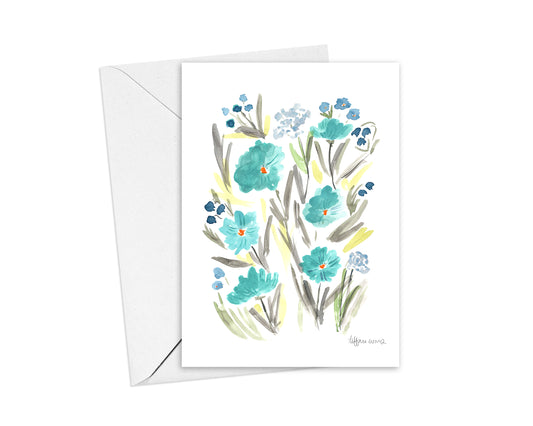 Blue Dilworth Flower Stationery Cards