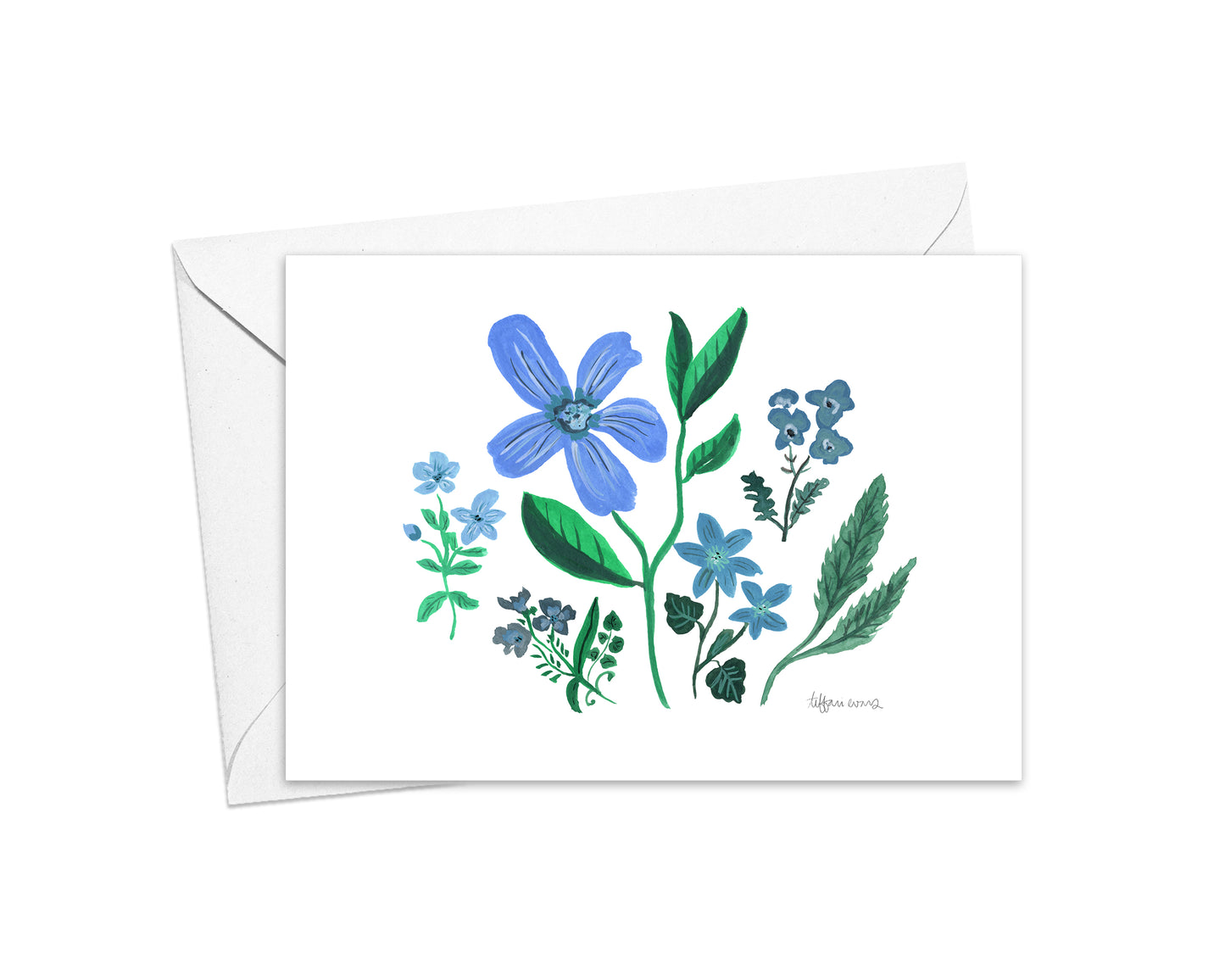 Blue Vintage Flowers Stationery Cards