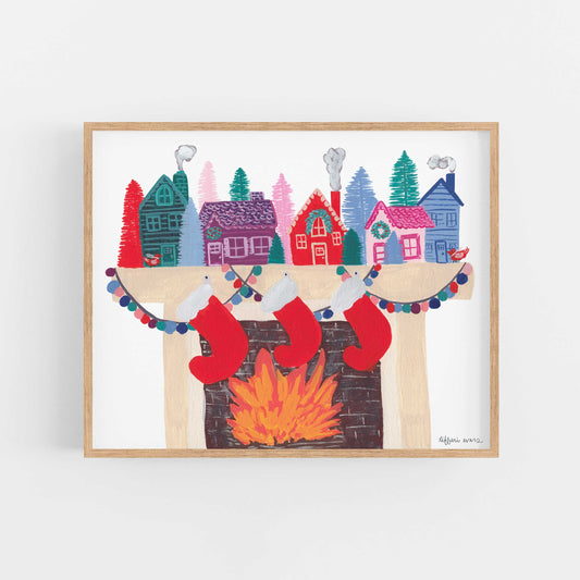 Christmas Mantel Art Print