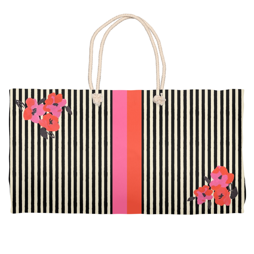 Sunset Flowers and Stripes Weekender Totes