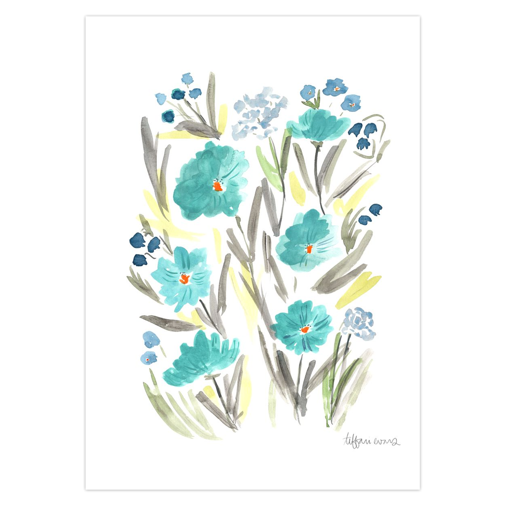 Blue Dilworth Flower Stationery Cards