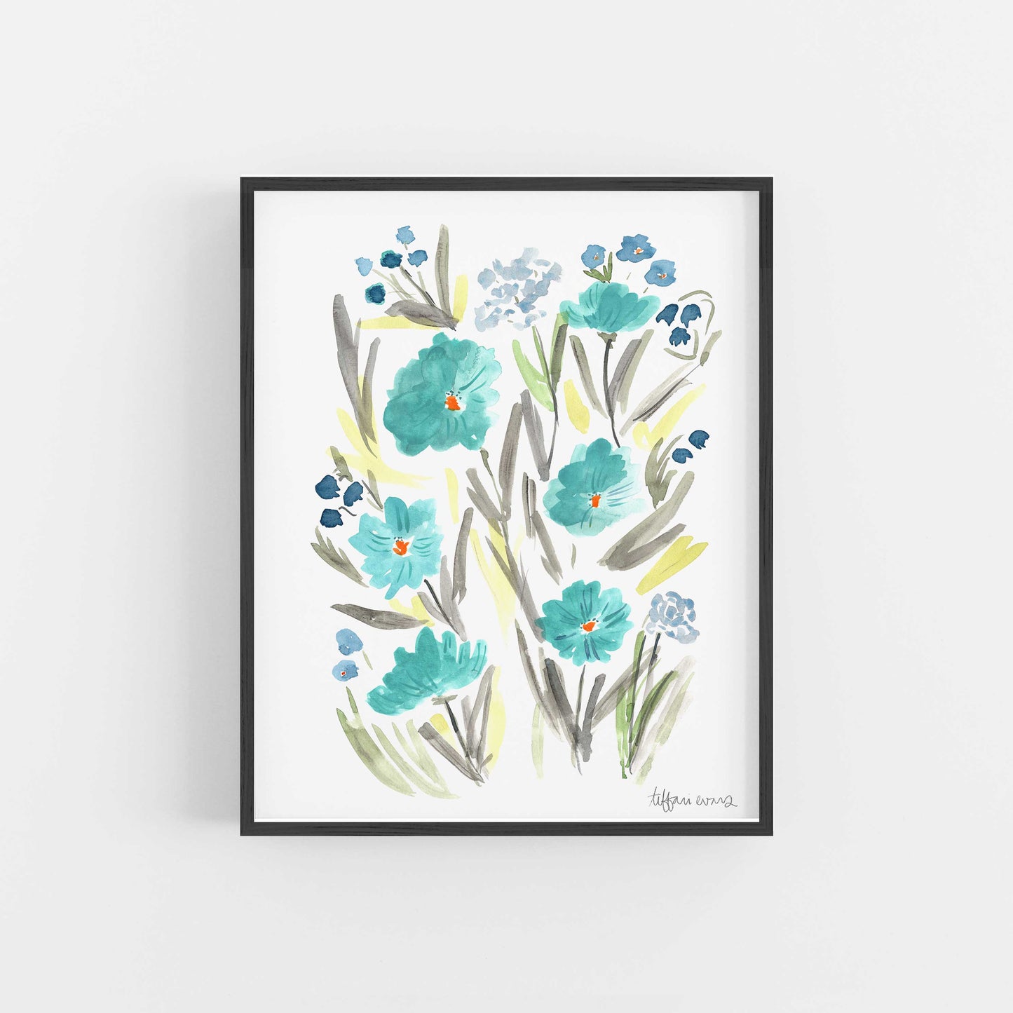 Country Chic Blue Flowers Art Print