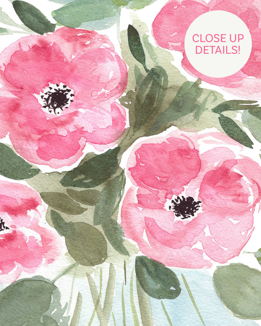 Pink Anemones in Vase Art Print