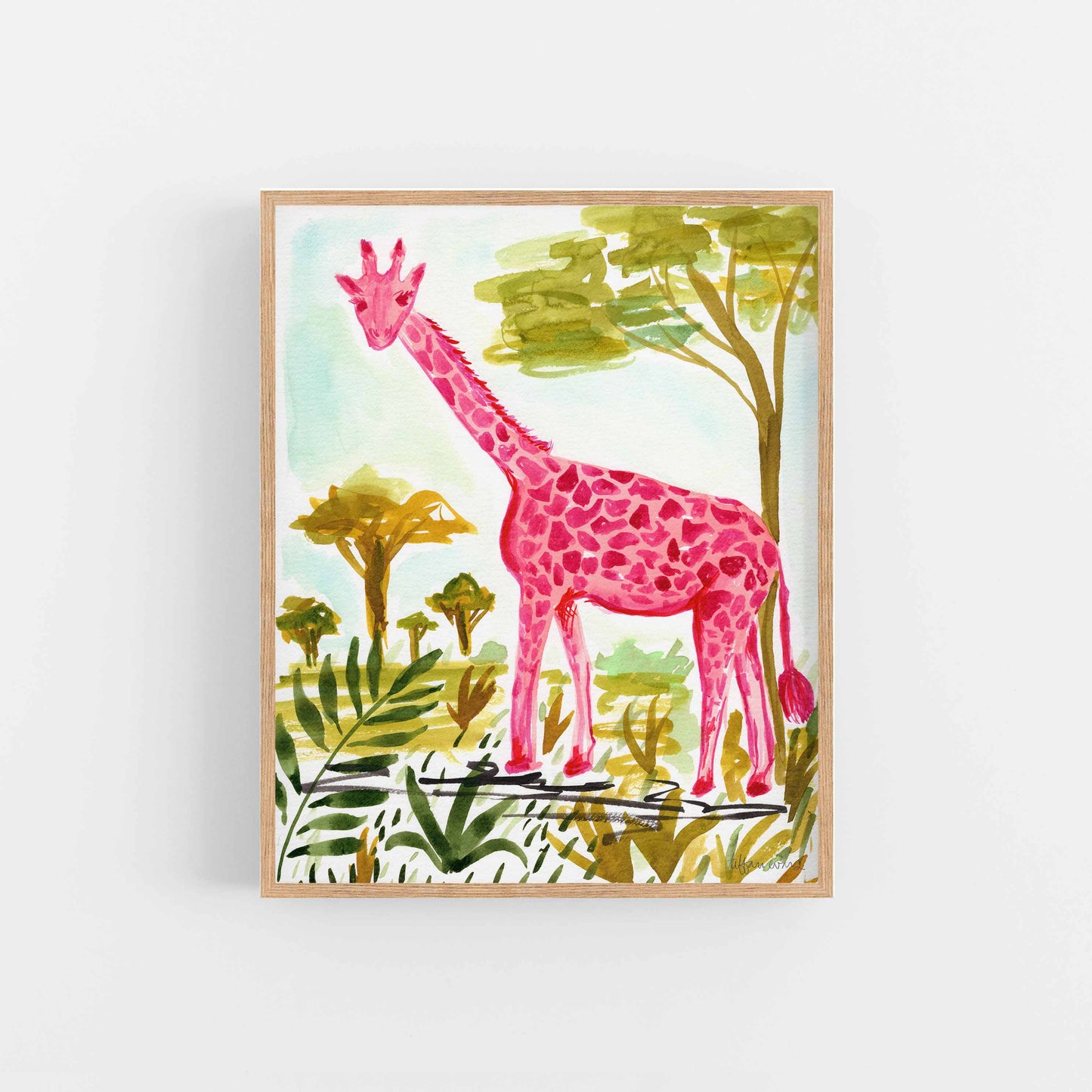 Pink Giraffe Art Print