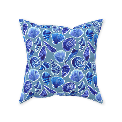 She Sells Seashells in Ocean Blue Throw Pillow