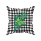 Lime on Black and White Gingham Throw Pillow