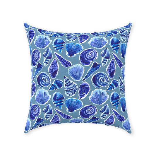 She Sells Seashells in Ocean Blue Throw Pillow