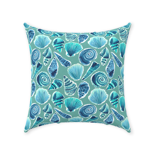 She Sells Seashells in Sea Foam Green Throw Pillow