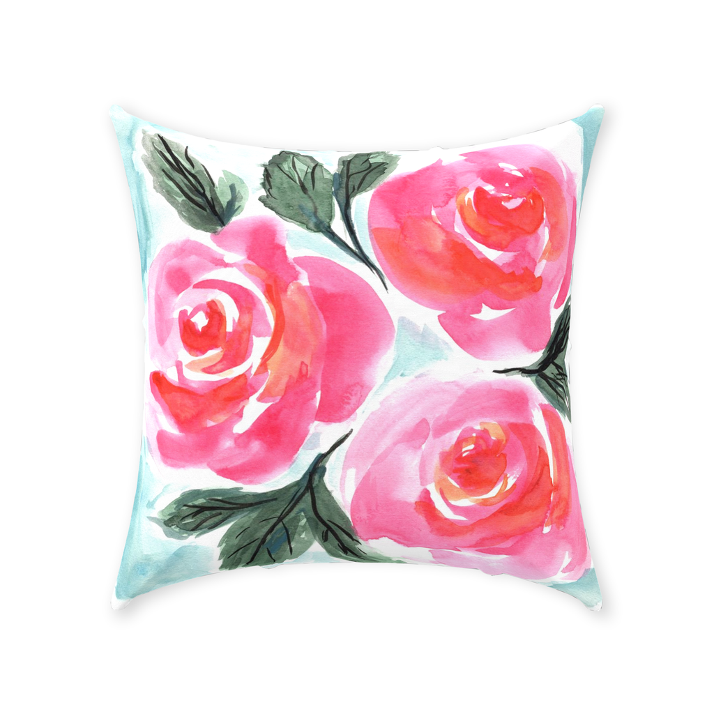 Three Roses Throw Pillow