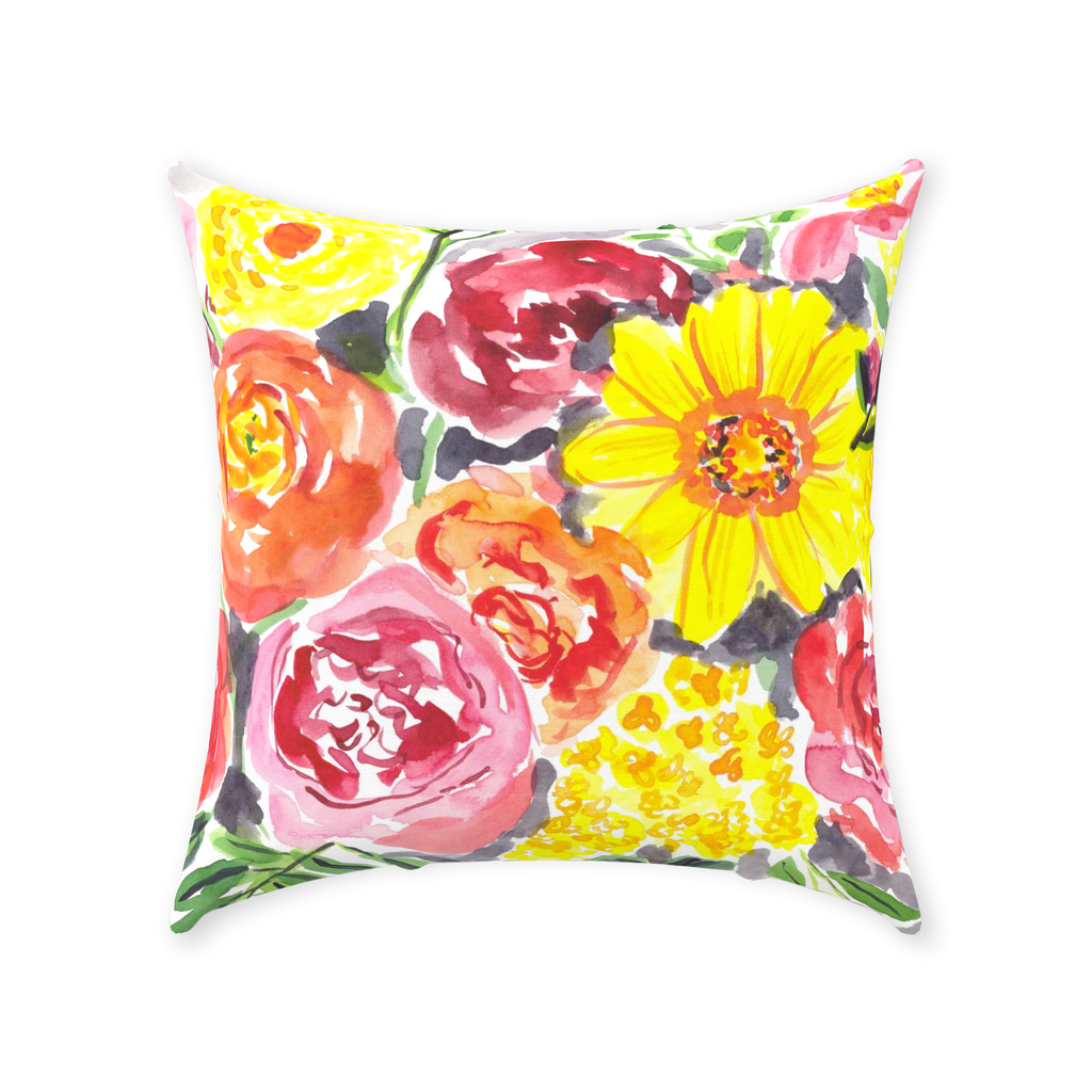 A Burst of Flower Happy Throw Pillow