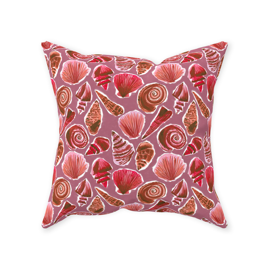 She Sells Seashells in Coral Throw Pillow