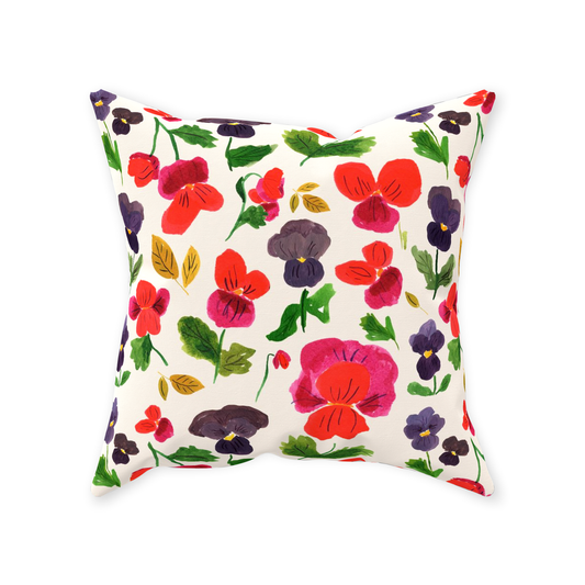 Dancing Pansies Throw Pillow